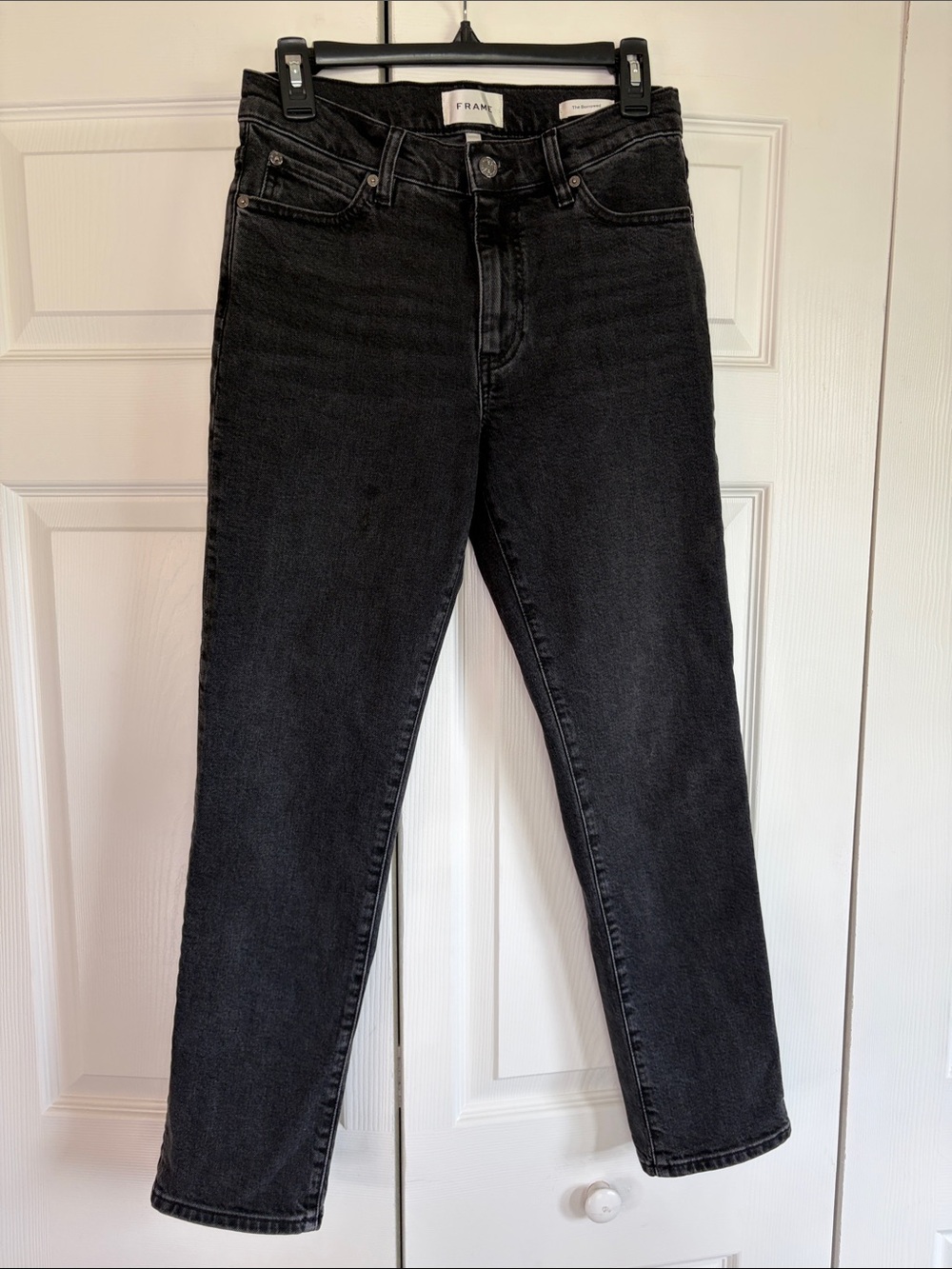 Frame The Borrowed Mid Rise Boyfriend Jeans Straight Black Charcoal Women’s 26